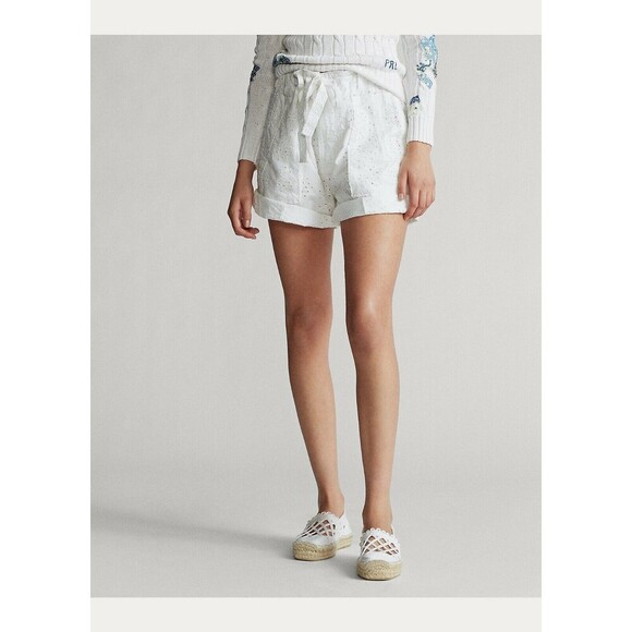 Polo Ralph Lauren Pants - NEW! Polo Ralph Lauren Women's 6 Eyelet Cotton Short In White Eyelet NWT $198